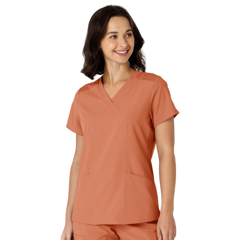 Women's Flex-n-Reach Side Panel V-Neck Top - 6145 - Terra Cotta
