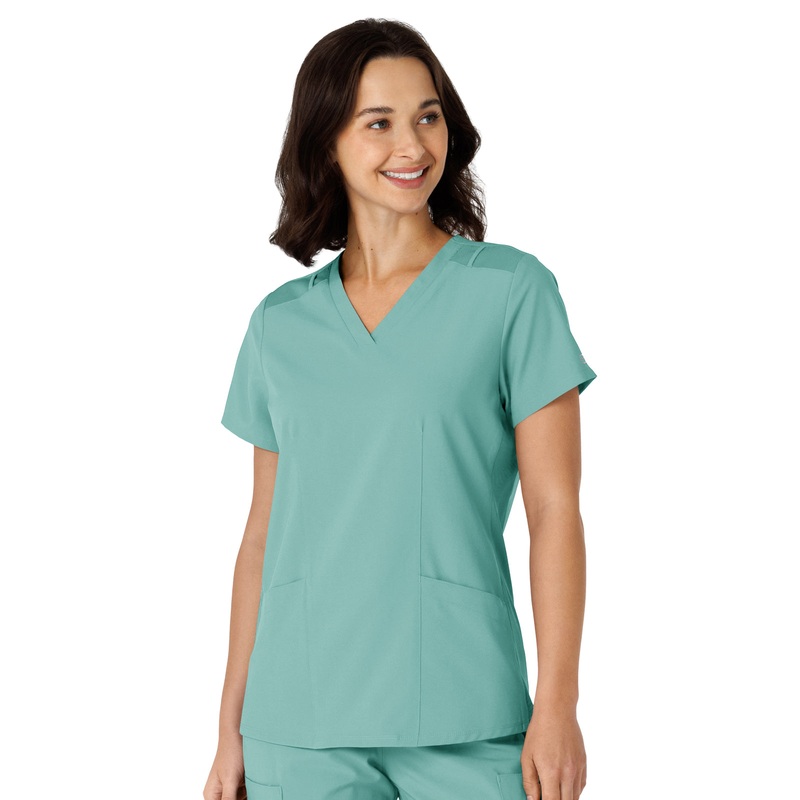 Women's Flex-n-Reach Side Panel V-Neck Top - 6145 - Turquoise