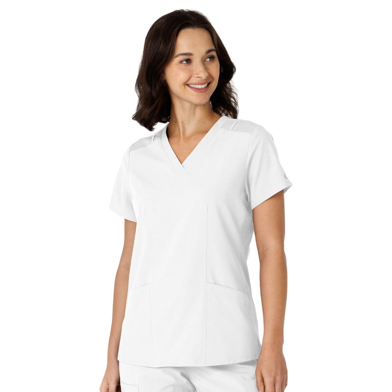 Women's Flex-n-Reach Side Panel V-Neck Top - 6145 - White