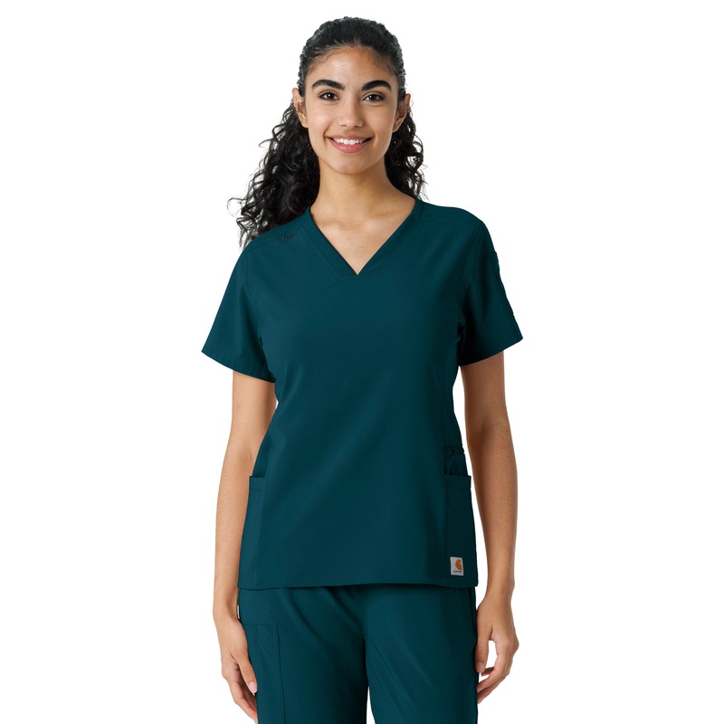 Women's Knit Panel Top - C13310 - Caribbean