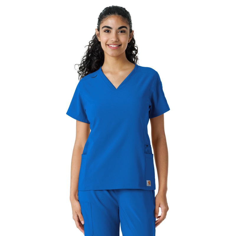Women's Knit Panel Top - C13310 - Royal