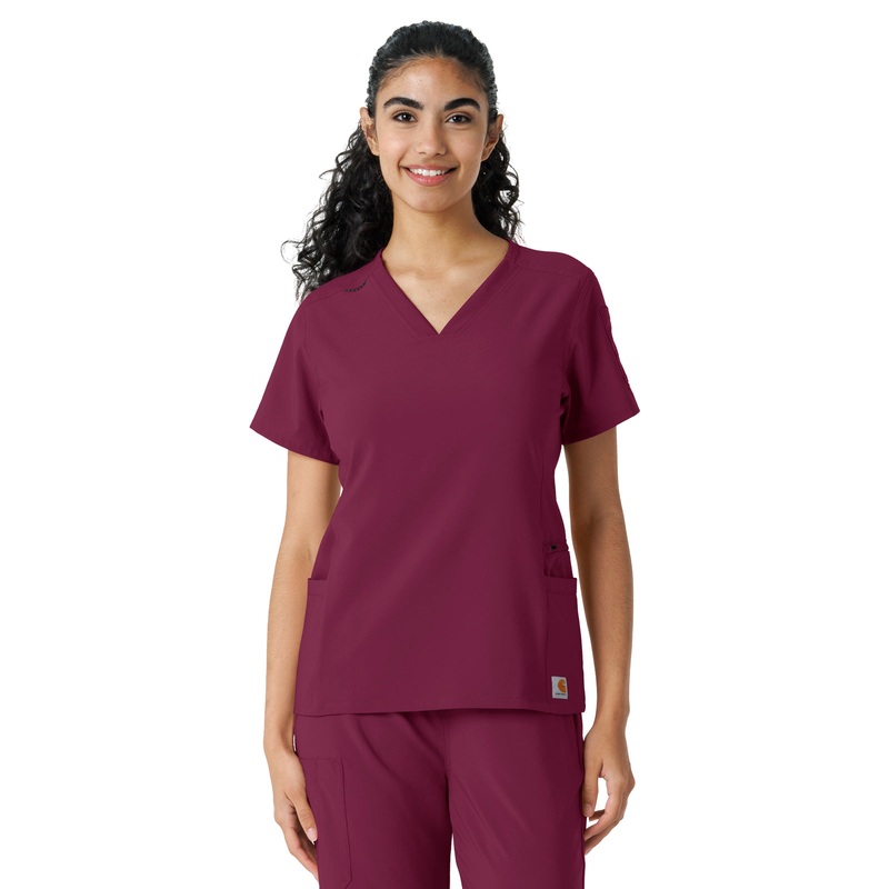 Women's Knit Panel Top - C13310 - Wine