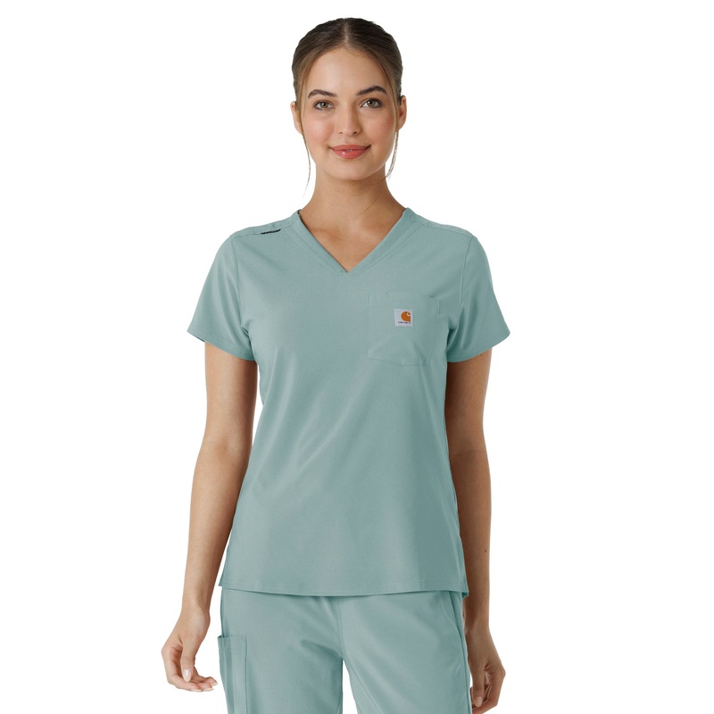 Women's One-Pocket Tuck-In Top - C13410 - Summer Blue