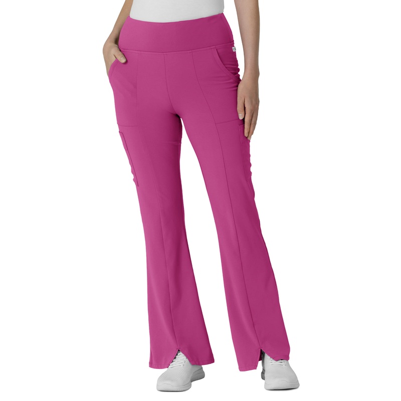 Women's Seven-Pocket Front Slit Flare Pant - 5534 - Raspberry