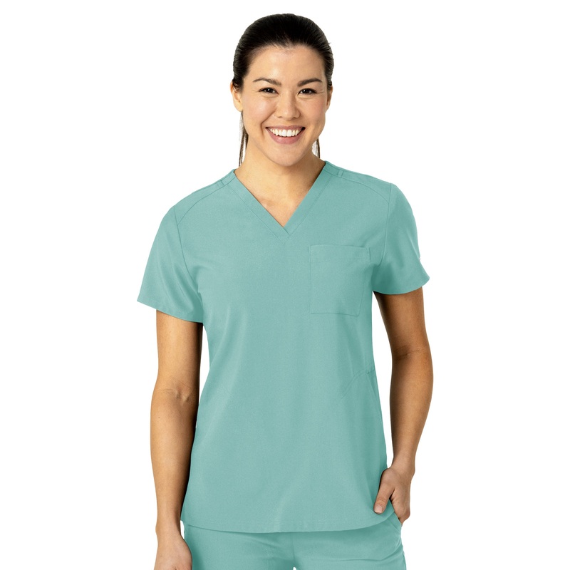 Women's Three-Pocket Flex-N-Reach V-Neck Top - 6045 - Turquoise