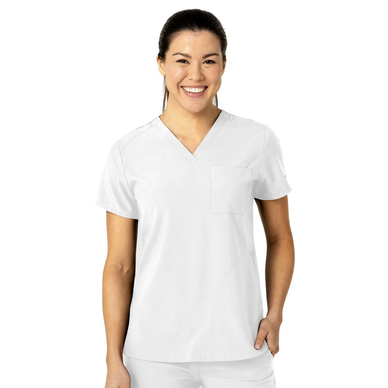 Women's Three-Pocket Flex-N-Reach V-Neck Top - 6045 - White