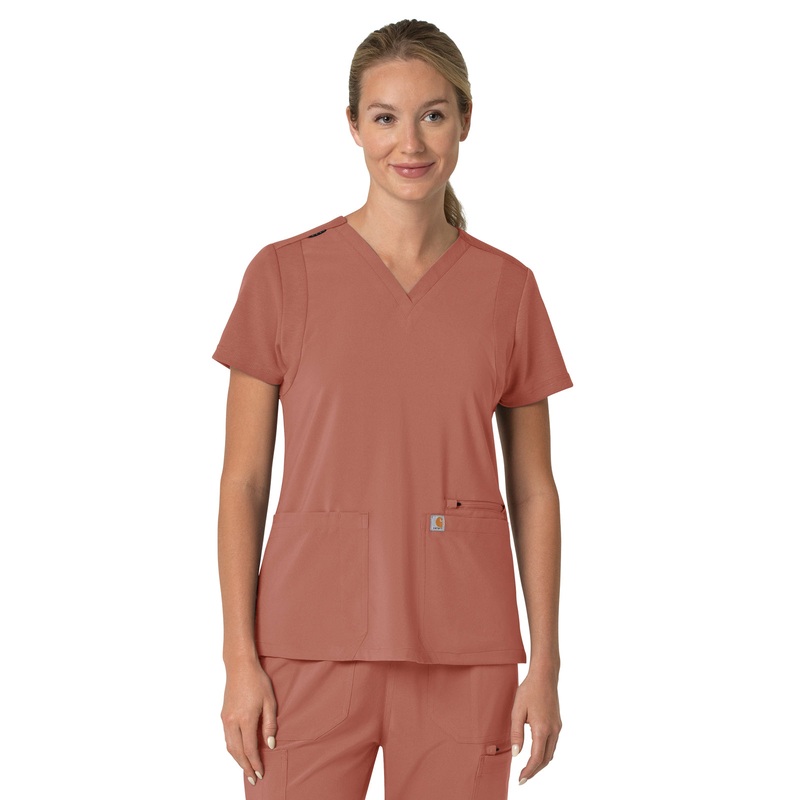 Women's Three-Pocket Flex Panel V-Neck Top - C13210 - Wildrose