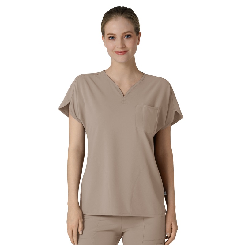 Women's Three-Pocket Y-Neck Dolman Top - 6634 - Haze