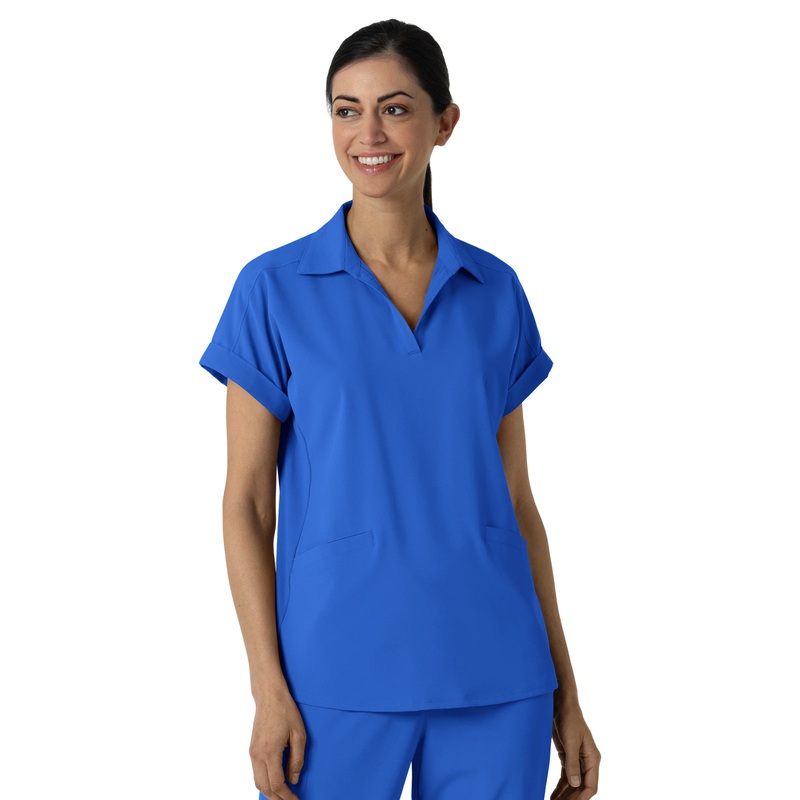 Womens Two-Pocket Flex-n-Reach Collared Top - 6934 - Royal