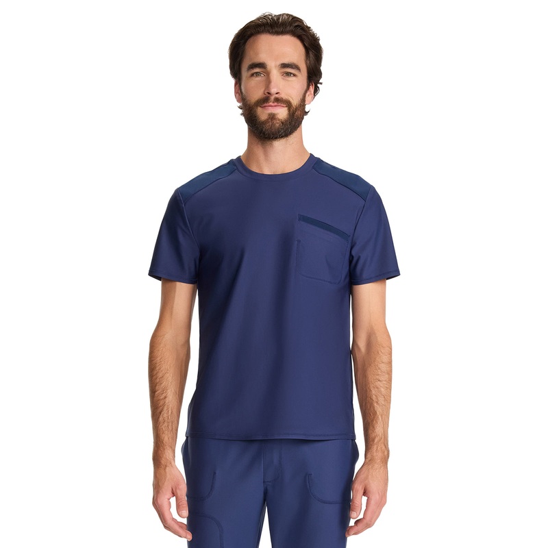 Men's 1-Pocket Crew Neck Top - IN626A - Navy