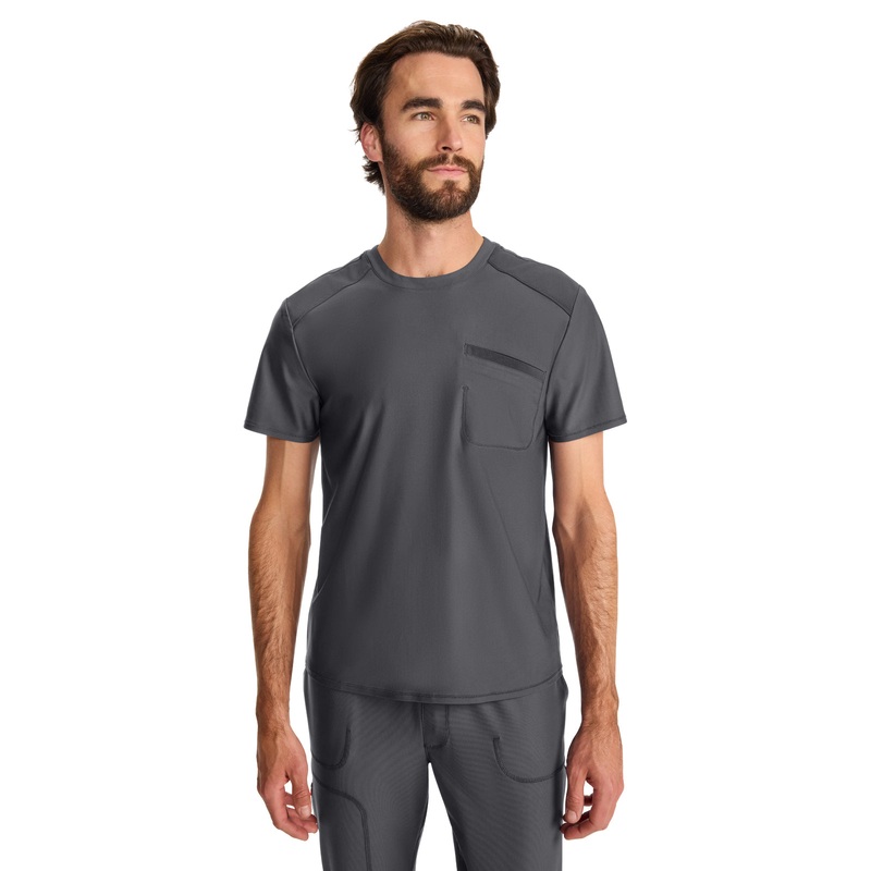 Men's 1-Pocket Crew Neck Top - IN626A - Pewter