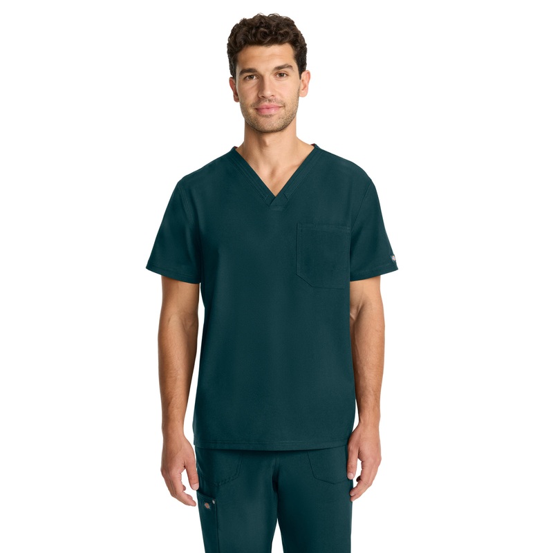 Men's 2-Pocket V-Neck Top - DK693 - Caribbean Blue
