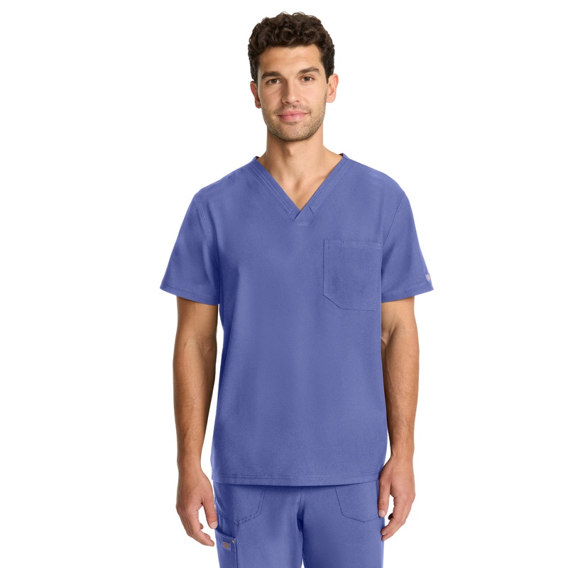 Men's 2-Pocket V-Neck Top - DK693 - Ciel