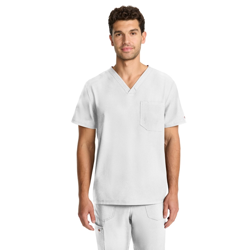 Men's 2-Pocket V-Neck Top - DK693 - White