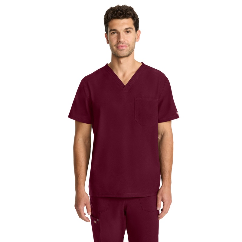 Men's 2-Pocket V-Neck Top - DK693 - Wine