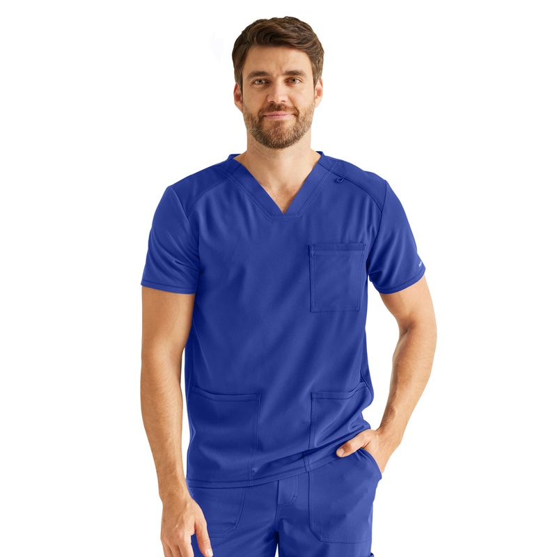Men's 3-Pocket V-Neck Top - IP603A - Royal