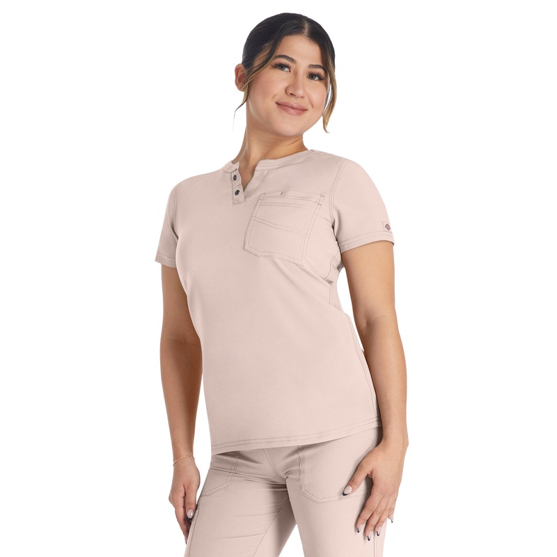 Women's 1-Pocket Henley Top - DK681 - Canyon Rose