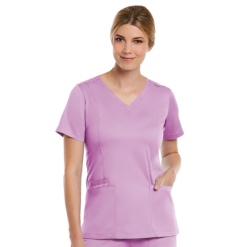 Women's Three-Pocket V-Neck Top - 3501 - Orchid Bouquet