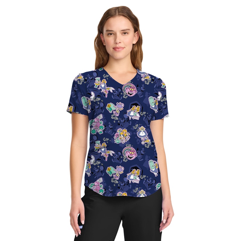 Women's V-Neck Print Top - TF737 - Wonderous Flowers