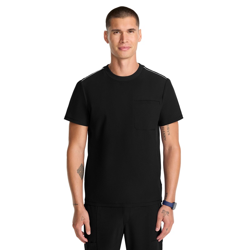 Men's 3-Pocket Crew Neck Top - IN646A - Black
