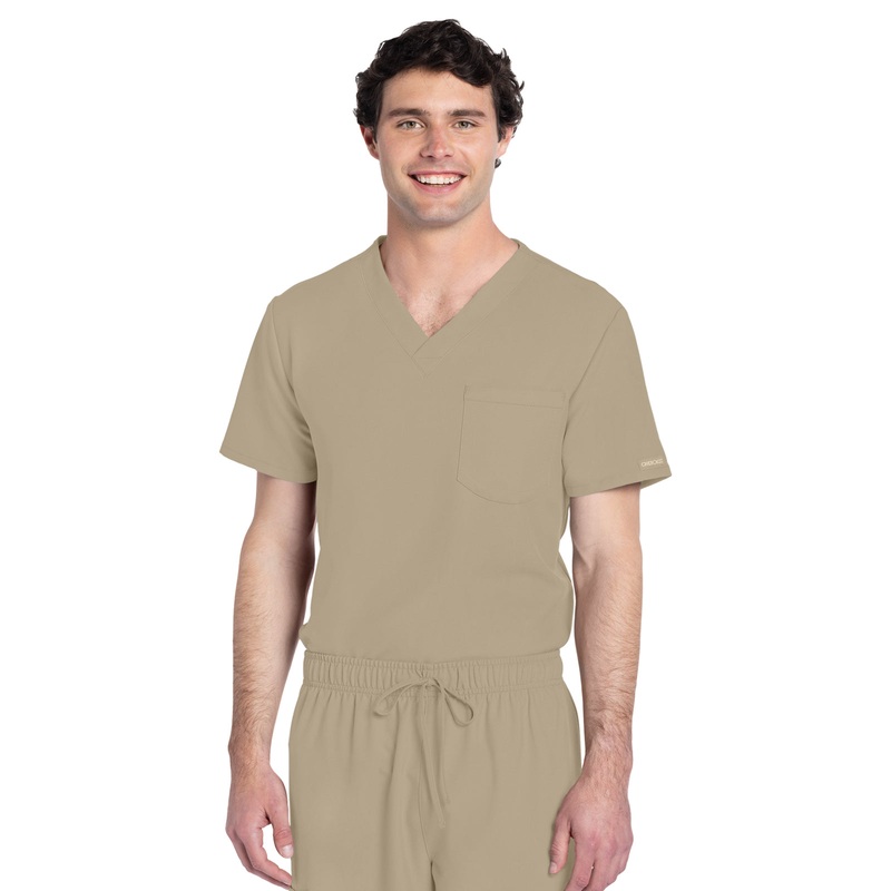 Unisex 1-Pocket V-Neck Top - CK778A - Khaki