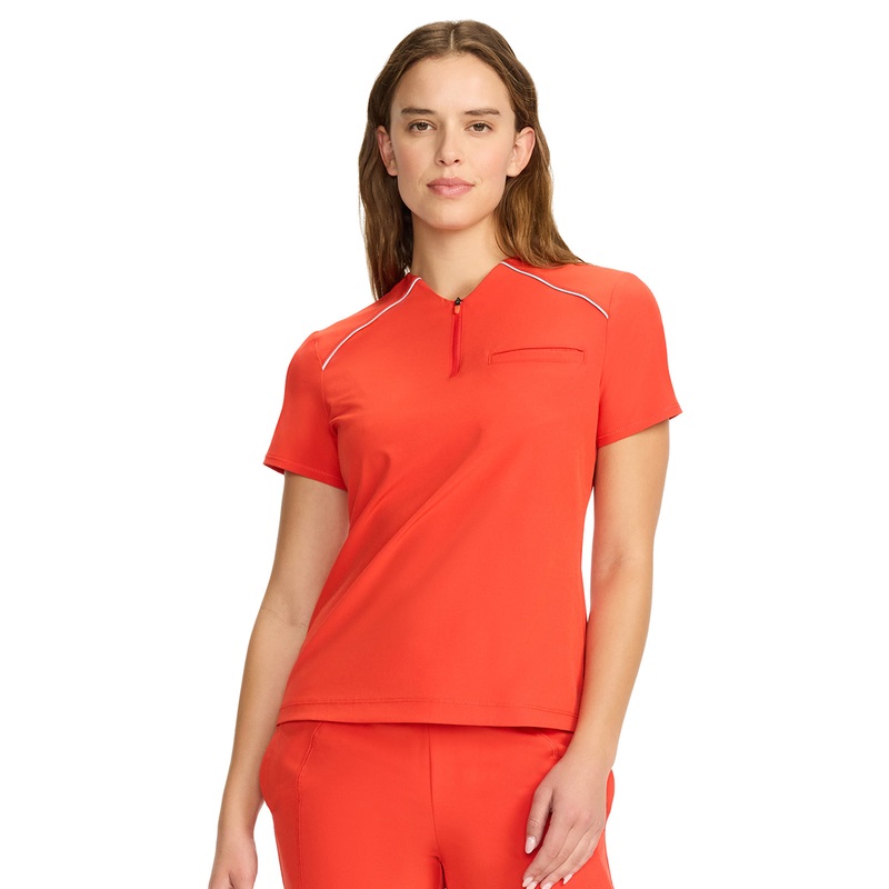 Women's 1-Pocket Henley Top - IN644A - Fire Bird