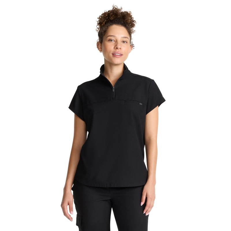 Women's 1-Pocket Partial Zip Top - 752 - Black