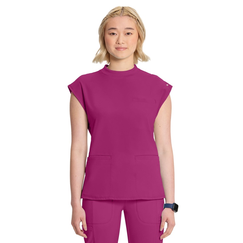 Women's Mock Neck Top - CK742A - Future Fuchsia