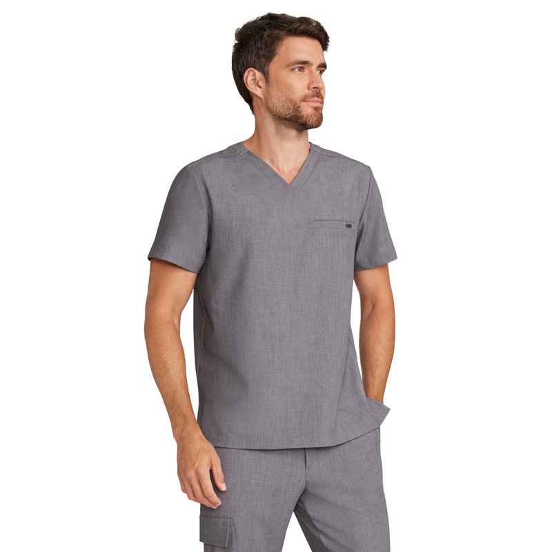 Men's 1-Pocket V-Neck Top - 758 - Heather Ash