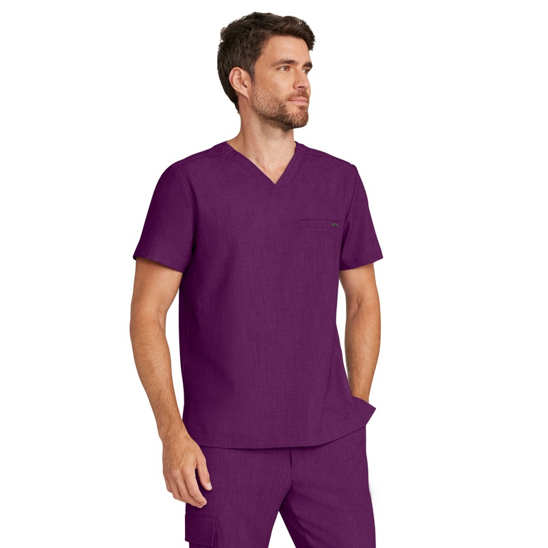 Men's 1-Pocket V-Neck Top - 758 - Wine