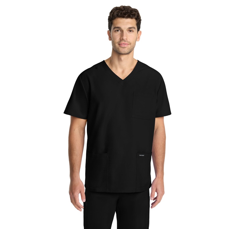 Men's 3-Pocket Tuck-In V-Neck Top - CK783A - Black