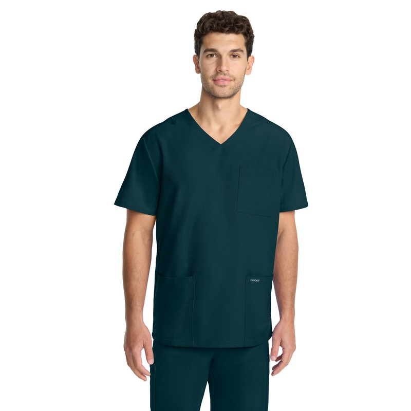 Men's 3-Pocket Tuck-In V-Neck Top - CK783A - Caribbean Blue