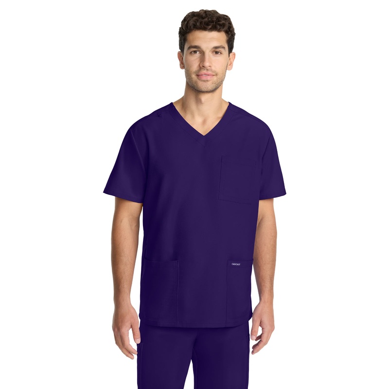 Men's 3-Pocket Tuck-In V-Neck Top - CK783A - Grape