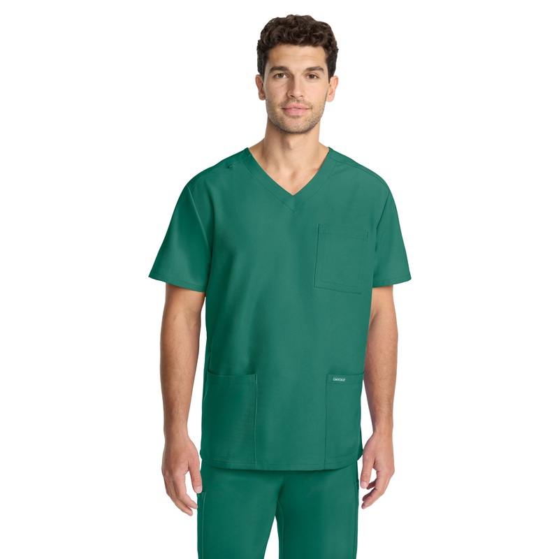 Men's 3-Pocket Tuck-In V-Neck Top - CK783A - Hunter Green