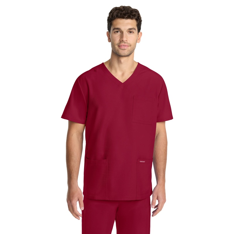 Men's 3-Pocket Tuck-In V-Neck Top - CK783A - Red