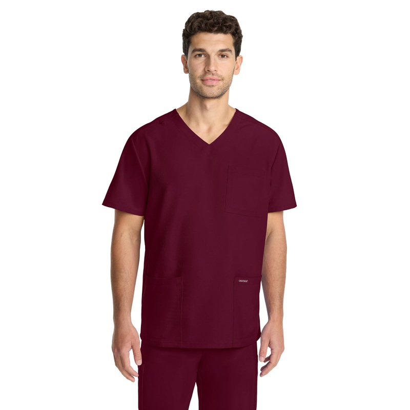 Men's 3-Pocket Tuck-In V-Neck Top - CK783A - Wine