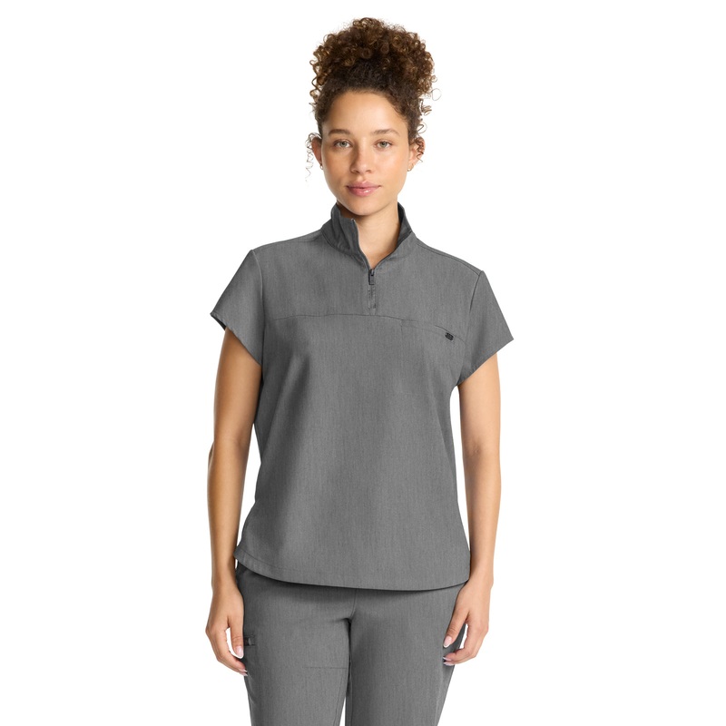 Women's 1-Pocket Partial Zip Top - 752 - Heather Ash