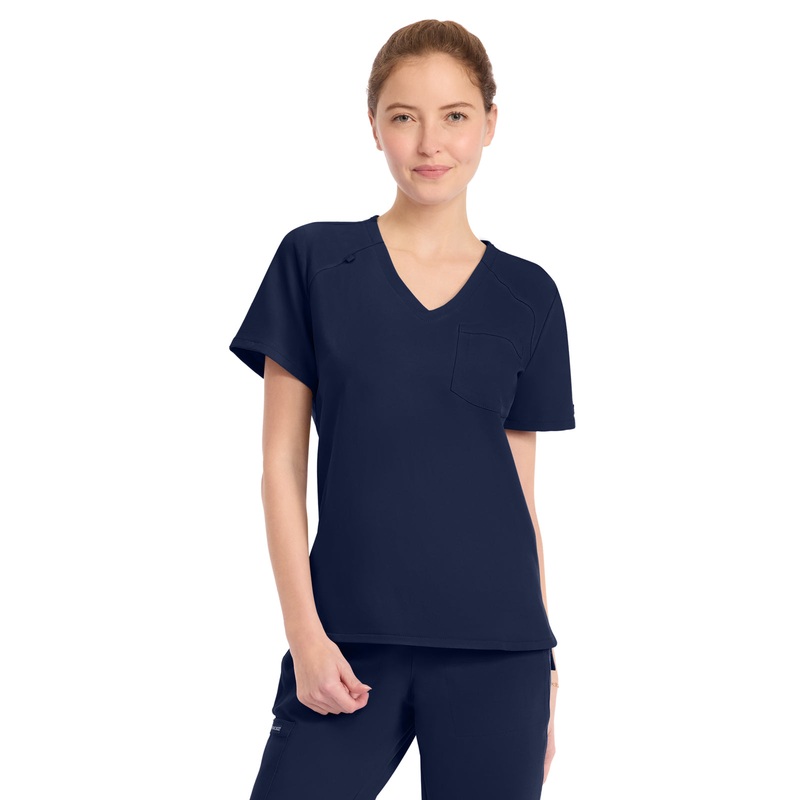 Women's 1-Pocket Tuck-In V-Neck Top - CK954A - Navy