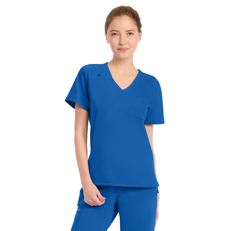 Women's 1-Pocket Tuck-In V-Neck Top - CK954A - Royal
