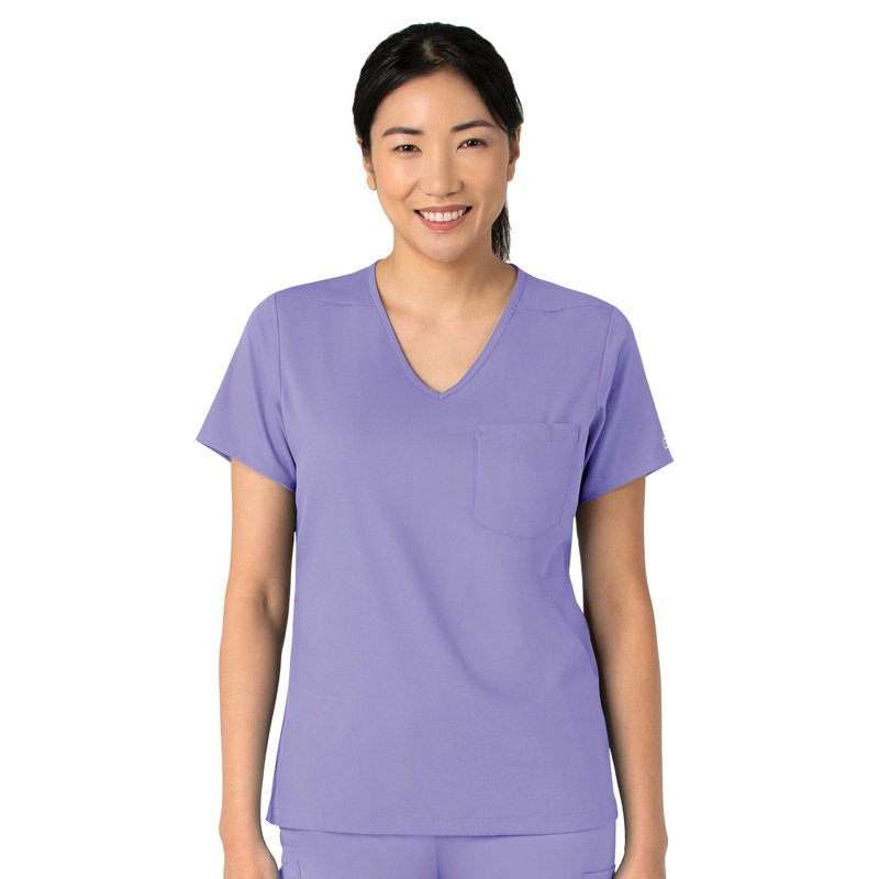 Women's Two-Pocket Tuck-In V-Neck Top - 6151 - Iris Purple