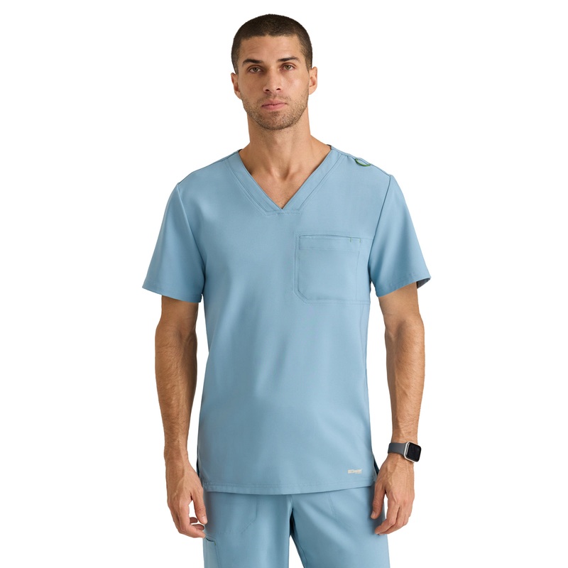 Men's Piped V-Neck Journey Top - GSST179 - Ocean Mist