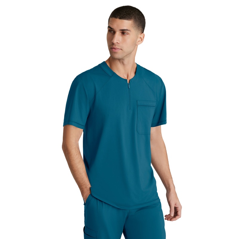 Men's Single Pocket Curved Neck Flex Top - SKT229 - Bahama