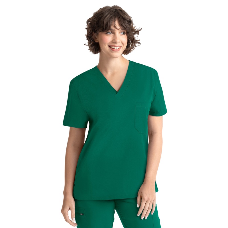 Unisex 1-Pocket V-Neck Top - 10101 - Hunter