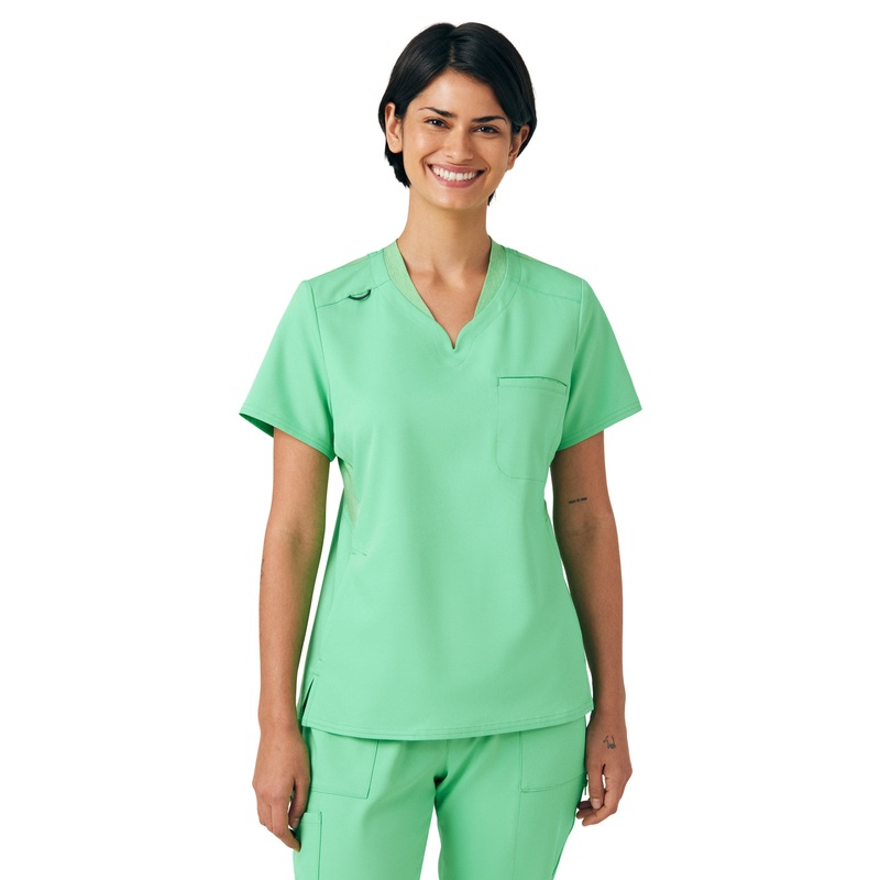 Women's Knit Collar V-Neck Top - WT119 - Mint Julep