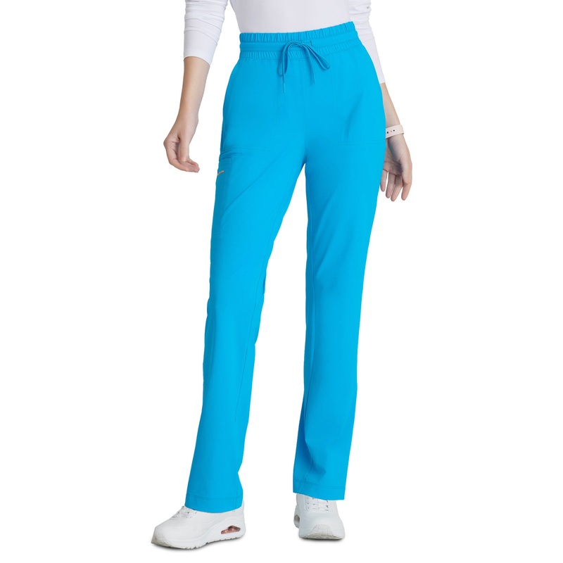 Women's Shirred Waistband Slim And Straight Reach Pant - SKP668 - Bold Azure