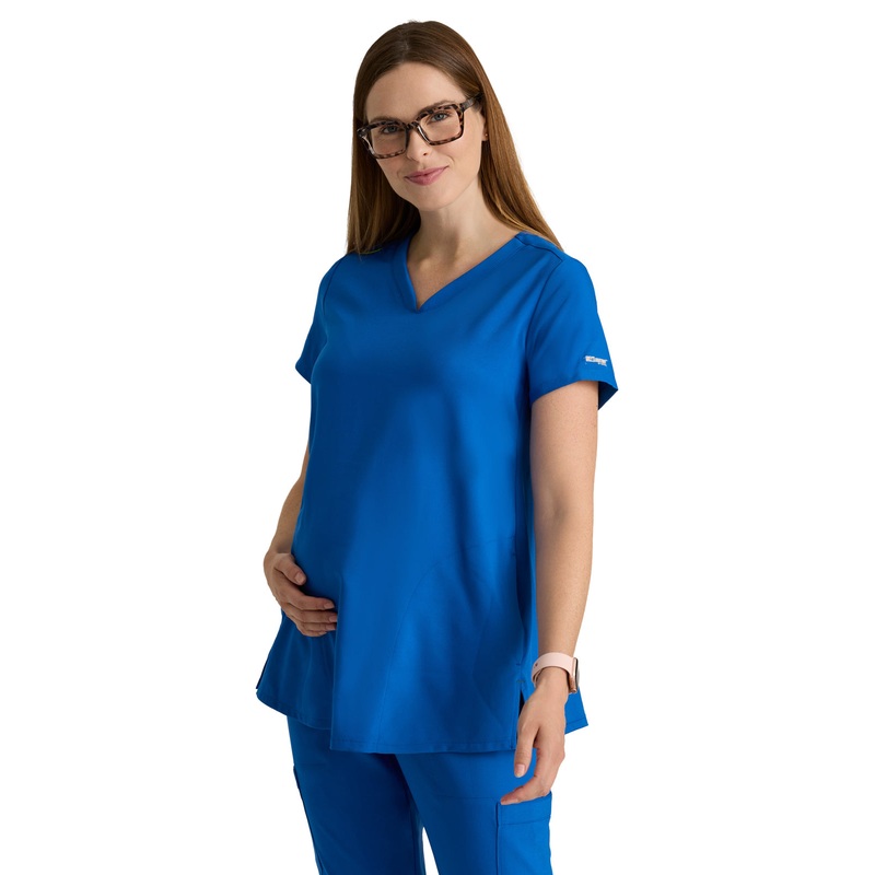 Women's  Two Pocket V-Neck Promise Scrub Top - GSST262 - New Royal