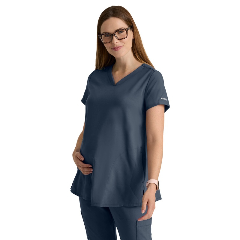 Women's  Two Pocket V-Neck Promise Scrub Top - GSST262 - Steel
