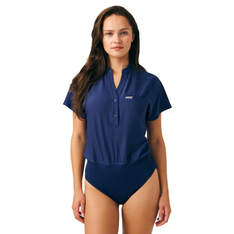 Women's One-Pocket Scrub Bodysuit - LO606 - Navy