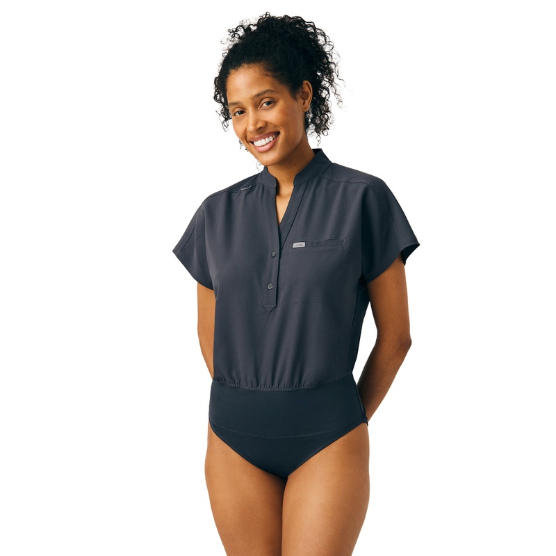 Women's One-Pocket Scrub Bodysuit - LO606 - Pewter