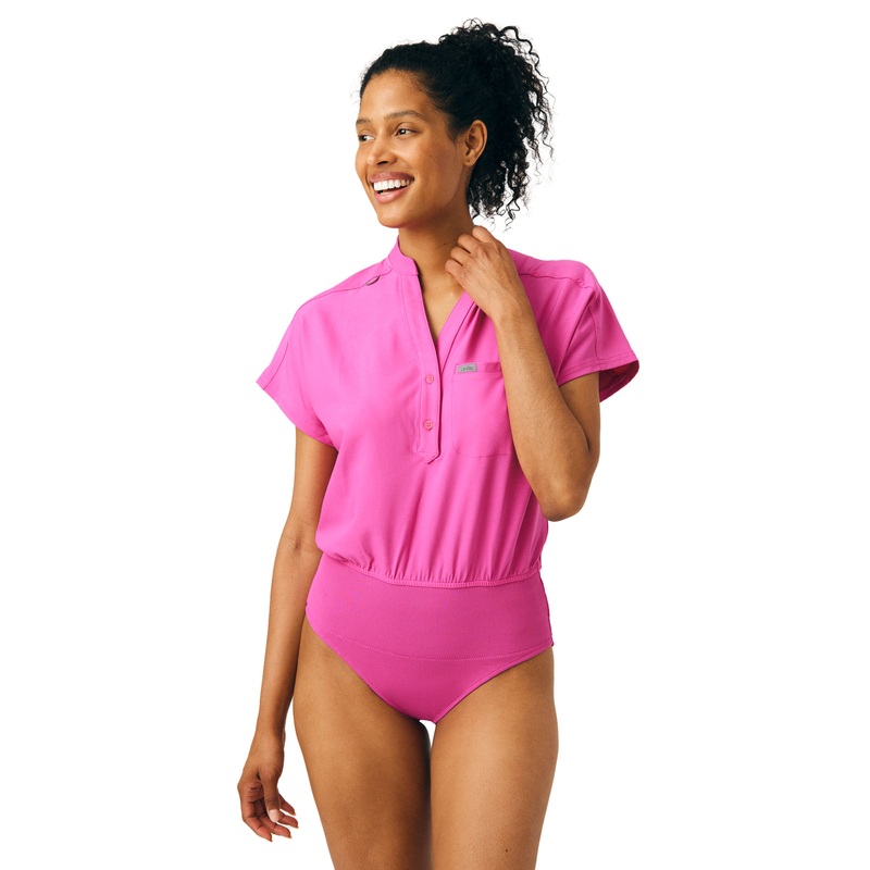 Women's One-Pocket Scrub Bodysuit - LO606 - Rose Violet